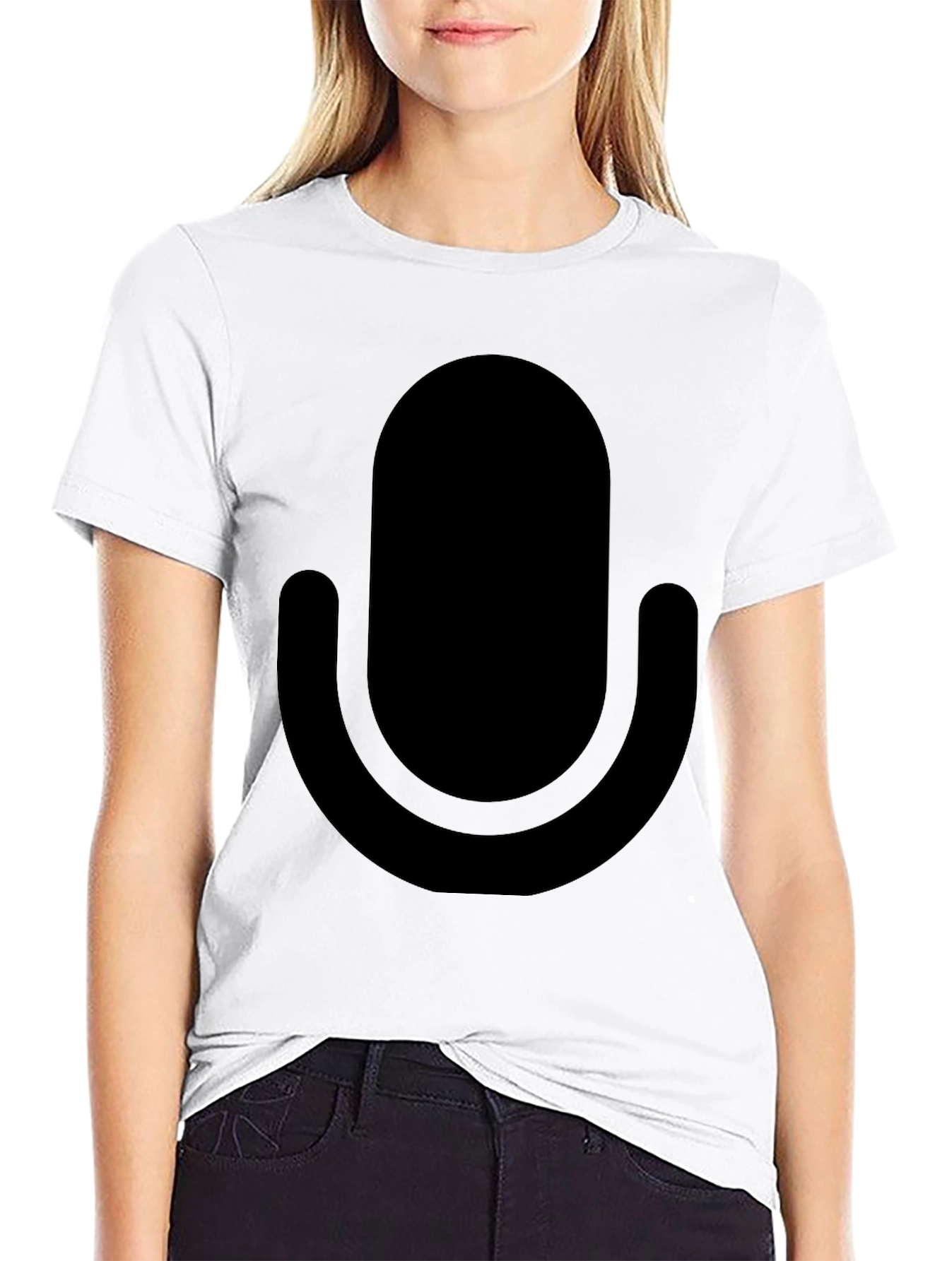Minimalist Microphone Graphic T-Shirt - Black