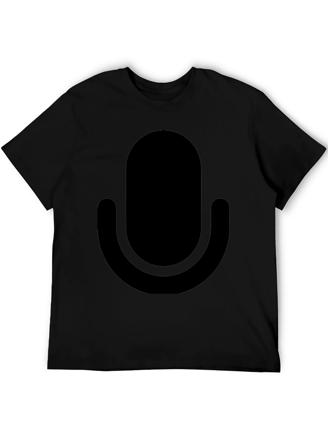 Minimalist Microphone Graphic T-Shirt - Black