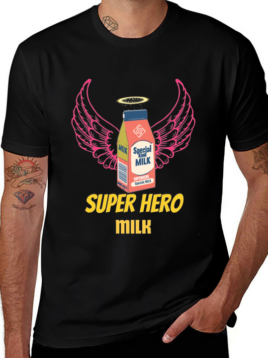 Superhero Milk Graphic Tee - Cool & Unique Design