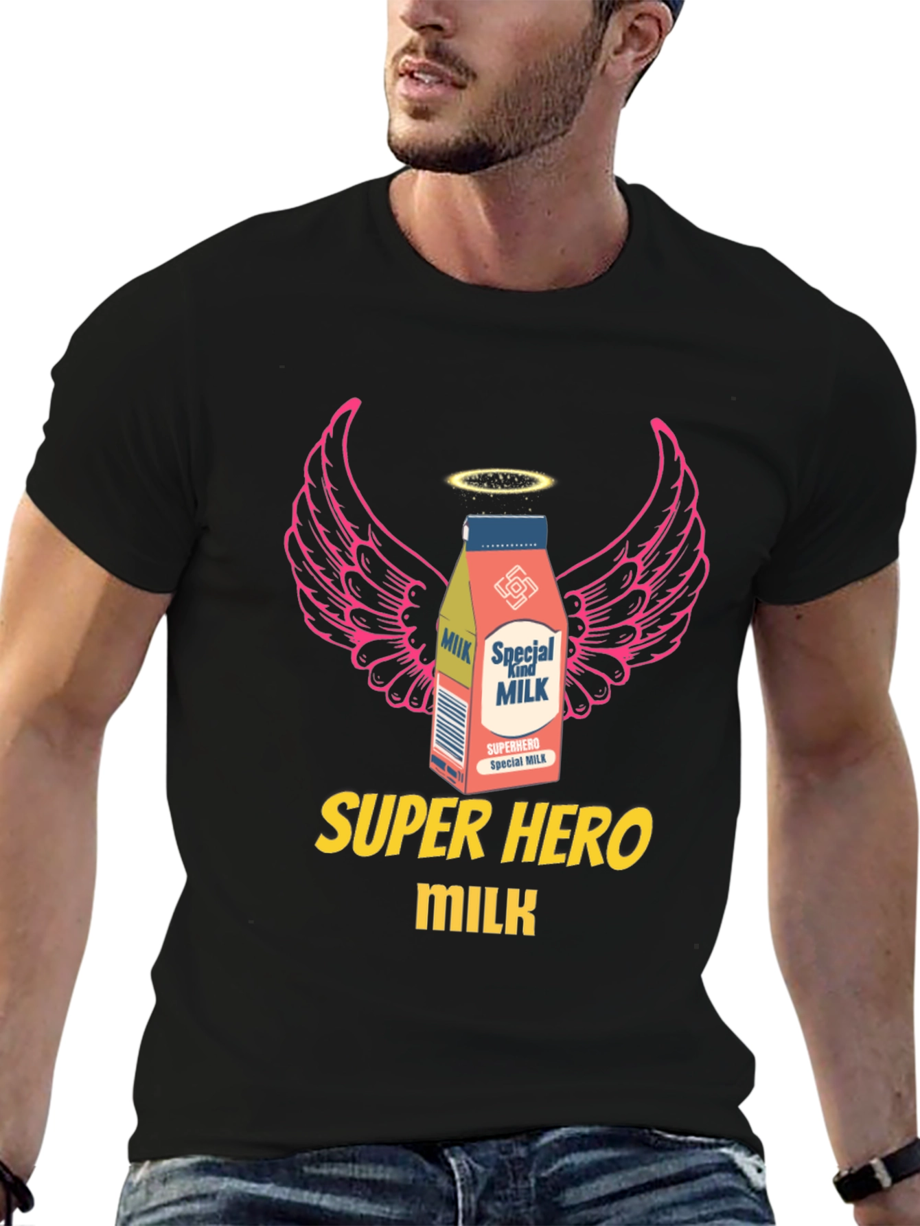 Superhero Milk Graphic Tee - Cool & Unique Design