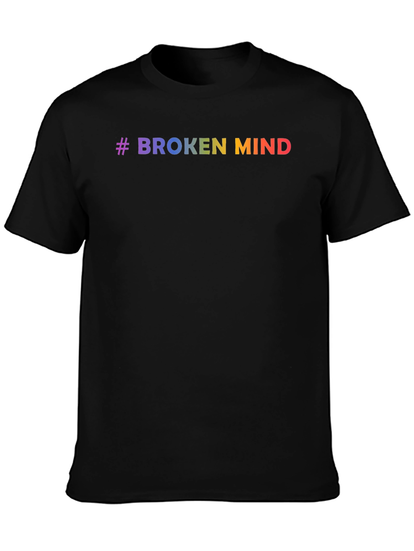 #Broken Mind Rainbow Graphic Tee - Black T-Shirt