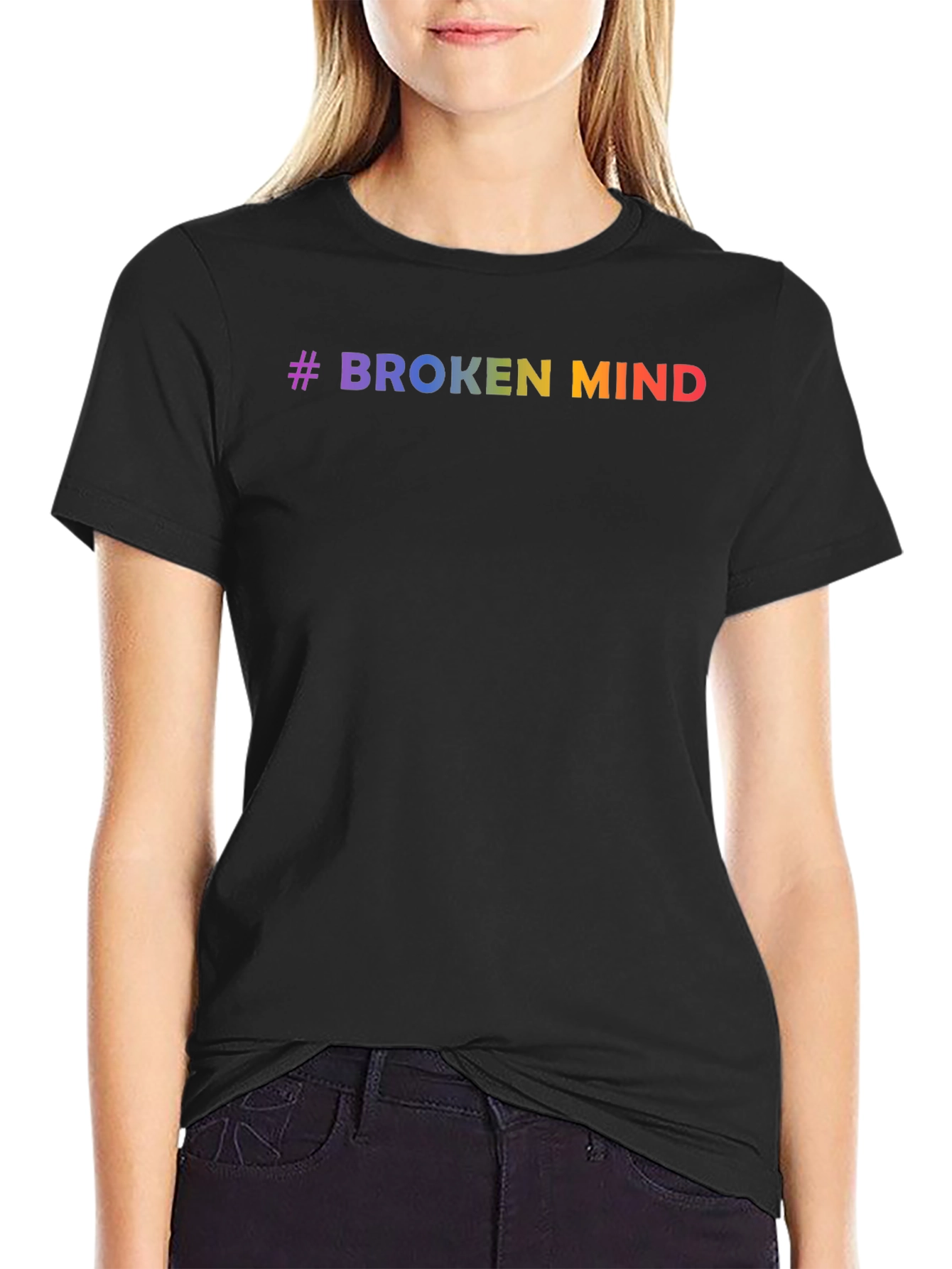 #Broken Mind Rainbow Graphic Tee - Black T-Shirt