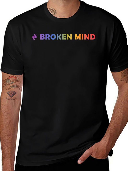 #Broken Mind Rainbow Graphic Tee - Black T-Shirt
