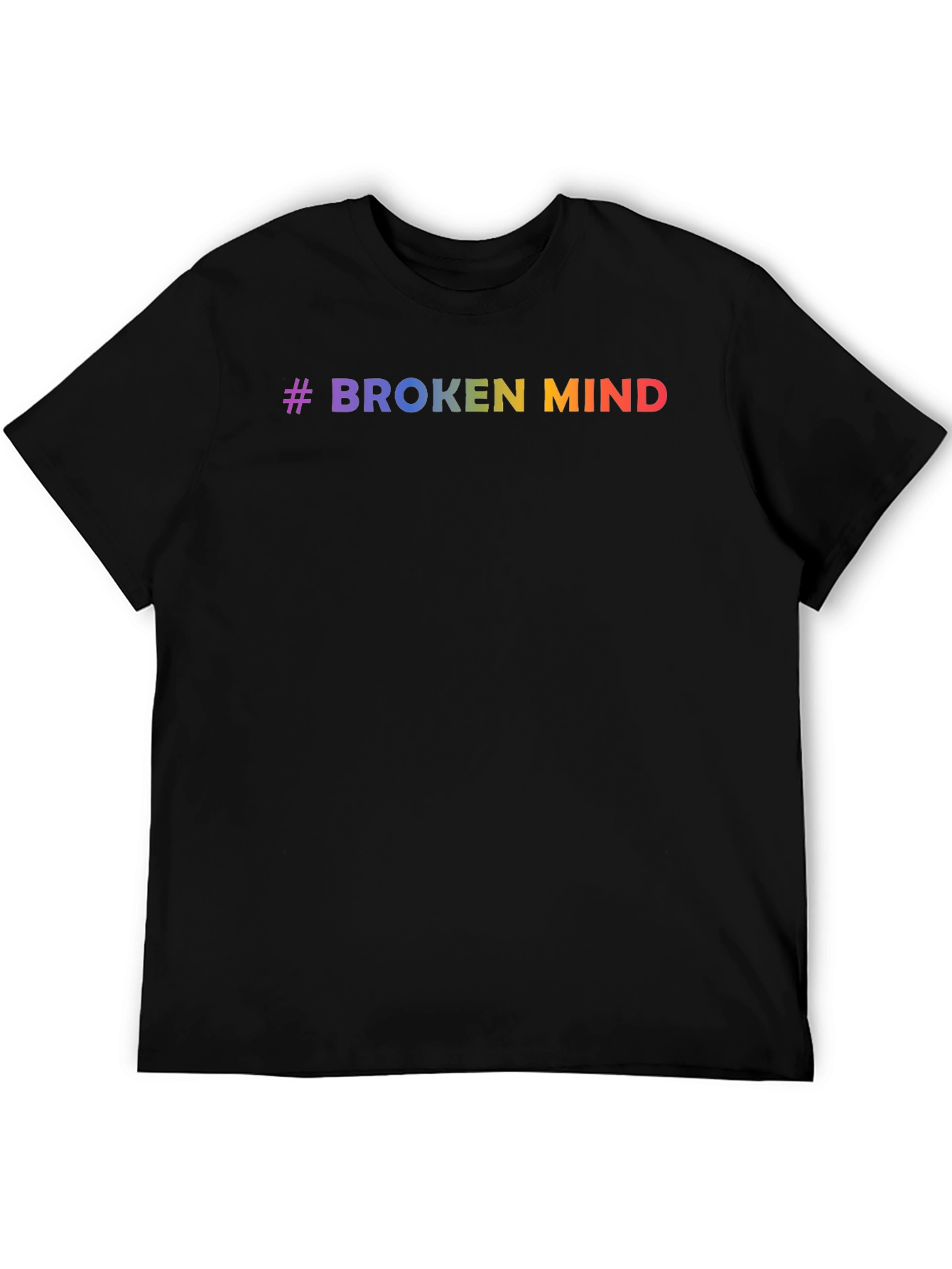 #Broken Mind Rainbow Graphic Tee - Black T-Shirt