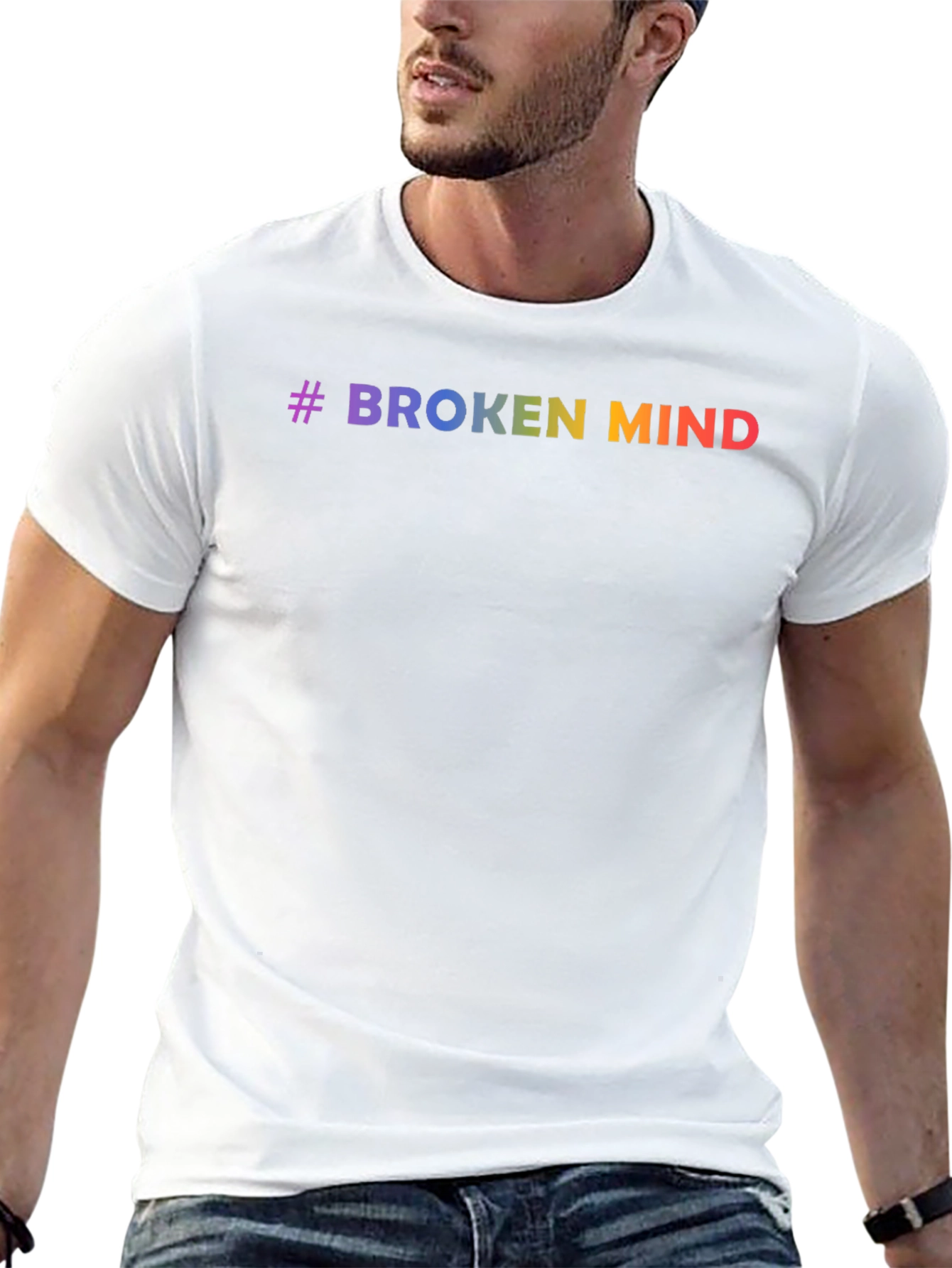 #Broken Mind Rainbow Graphic Tee - Black T-Shirt