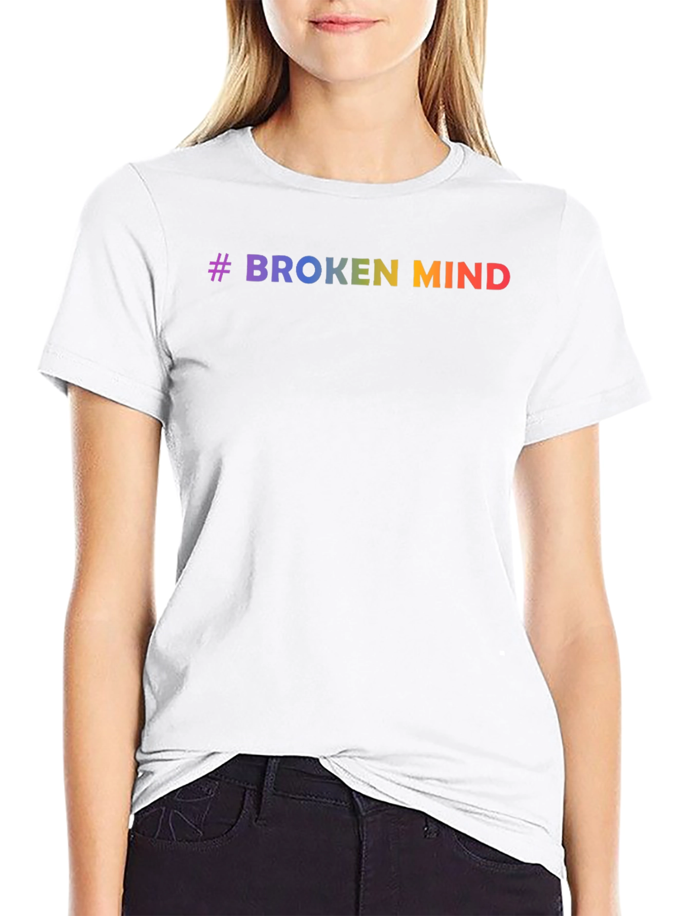#Broken Mind Rainbow Graphic Tee - Black T-Shirt