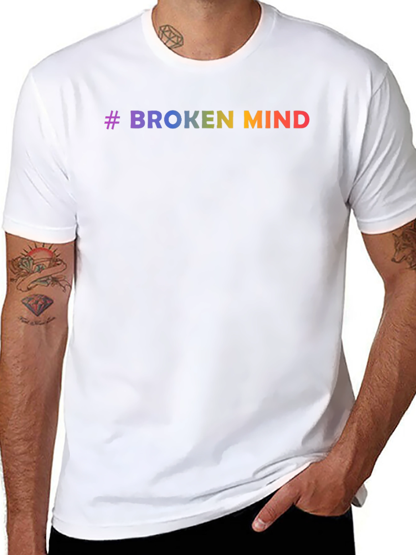 #Broken Mind Rainbow Graphic Tee - Black T-Shirt