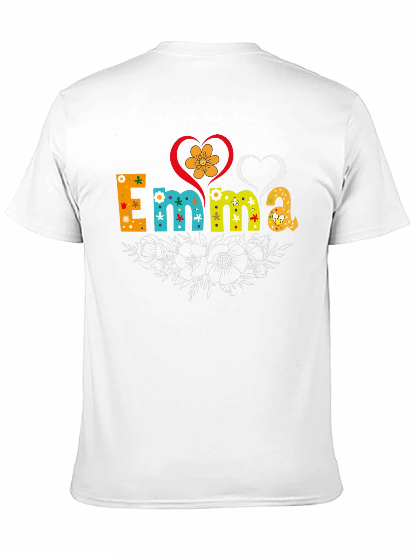 Emma Floral Heart T-Shirt - Custom Name Tee