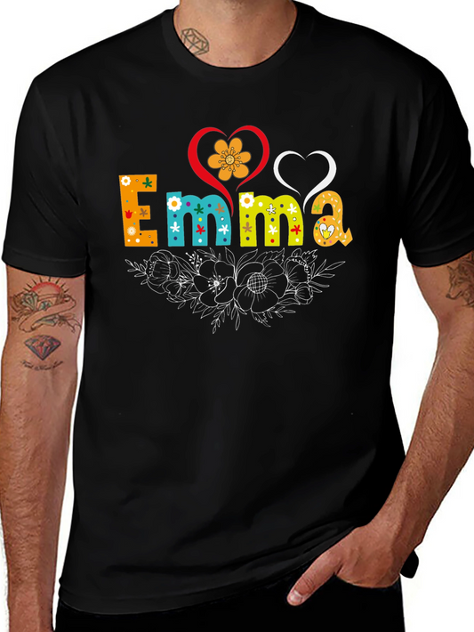 Emma Floral Heart T-Shirt - Custom Name Tee