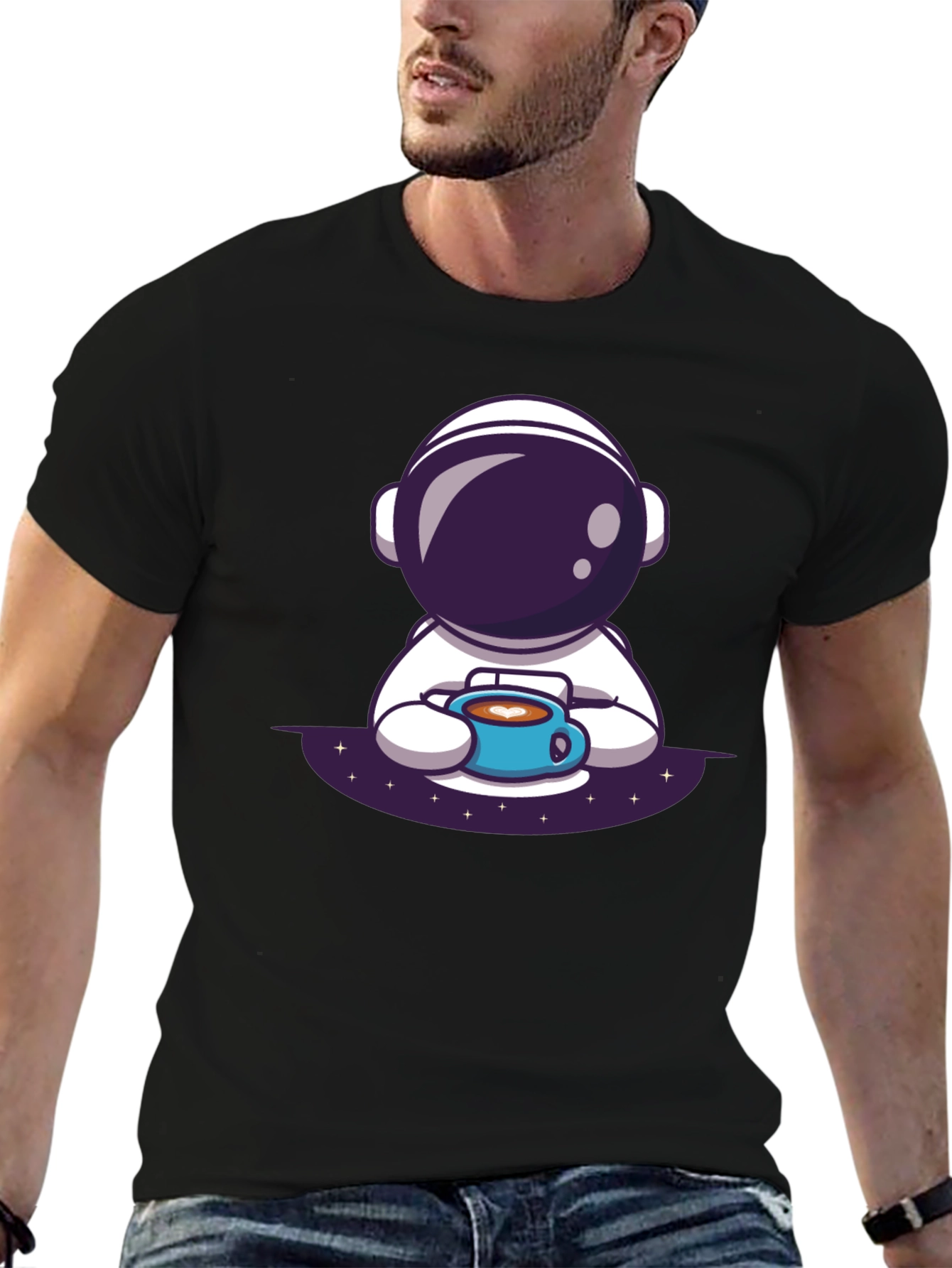Astronaut Coffee Black T-Shirt