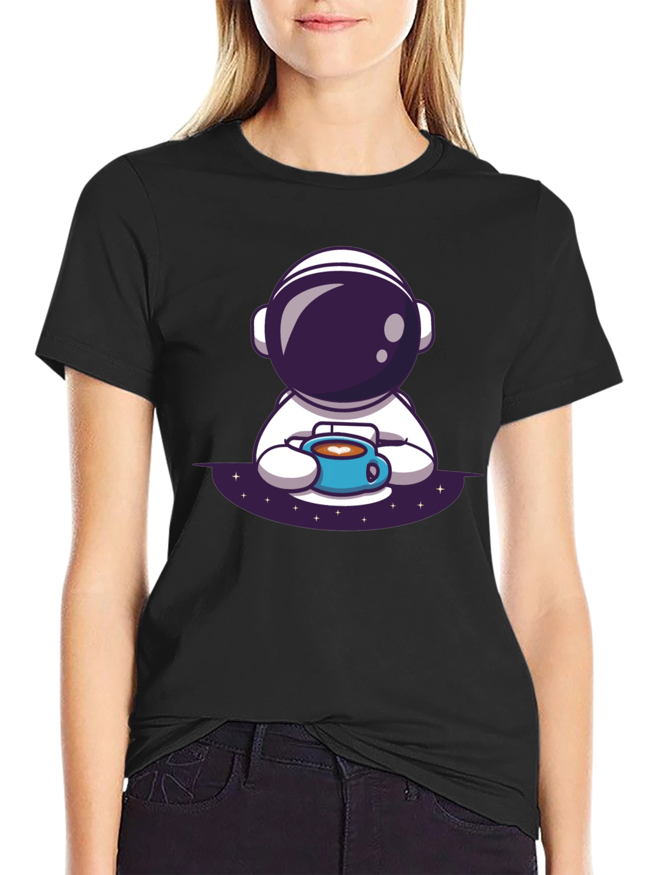 Astronaut Coffee Black T-Shirt