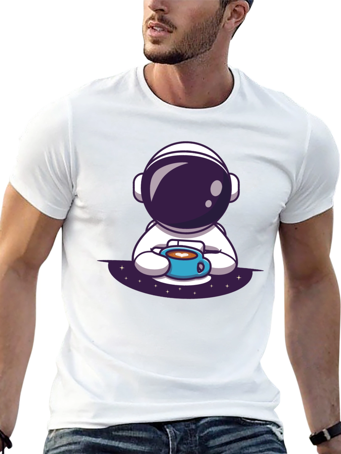 Astronaut Coffee Black T-Shirt