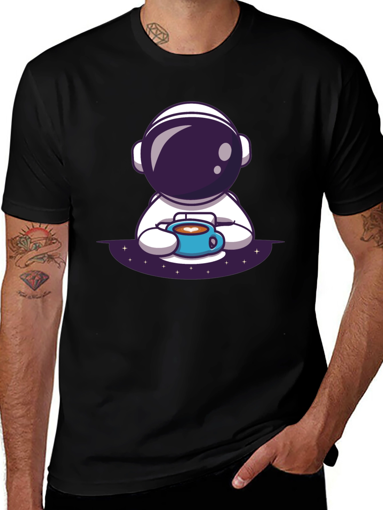 Astronaut Coffee Black T-Shirt