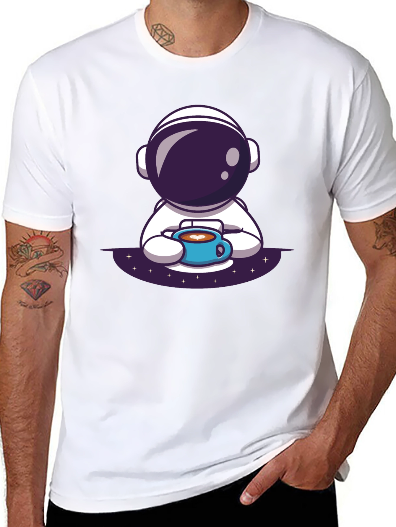 Astronaut Coffee Black T-Shirt