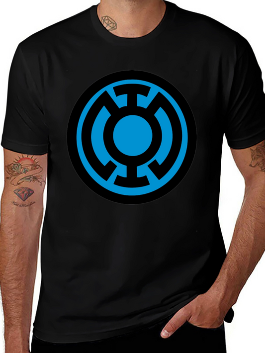 Blue Lantern Symbol Black T-Shirt