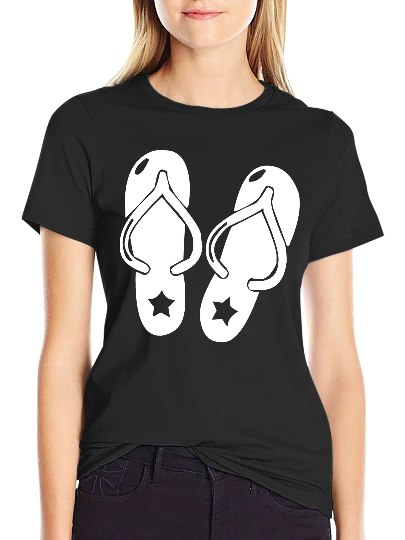 Flip Flop Graphic T-Shirt - Black Cotton Tee