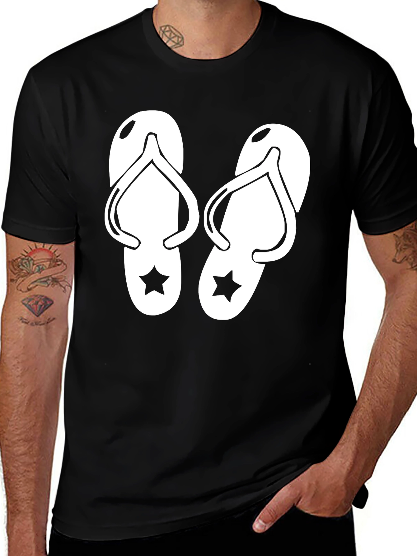 Flip Flop Graphic T-Shirt - Black Cotton Tee