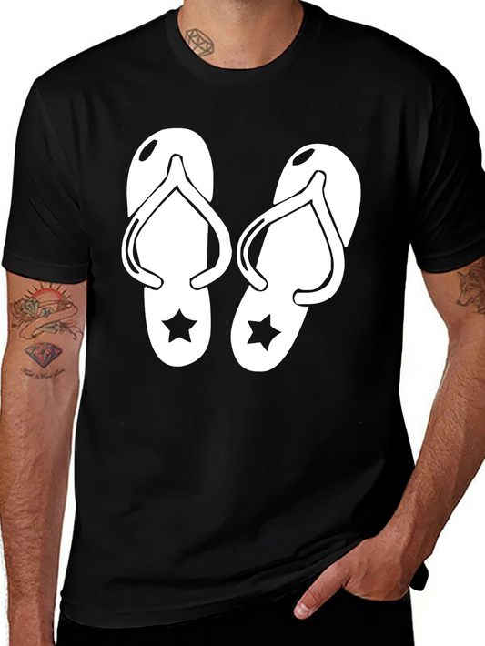 Flip Flop Graphic T-Shirt - Black Cotton Tee