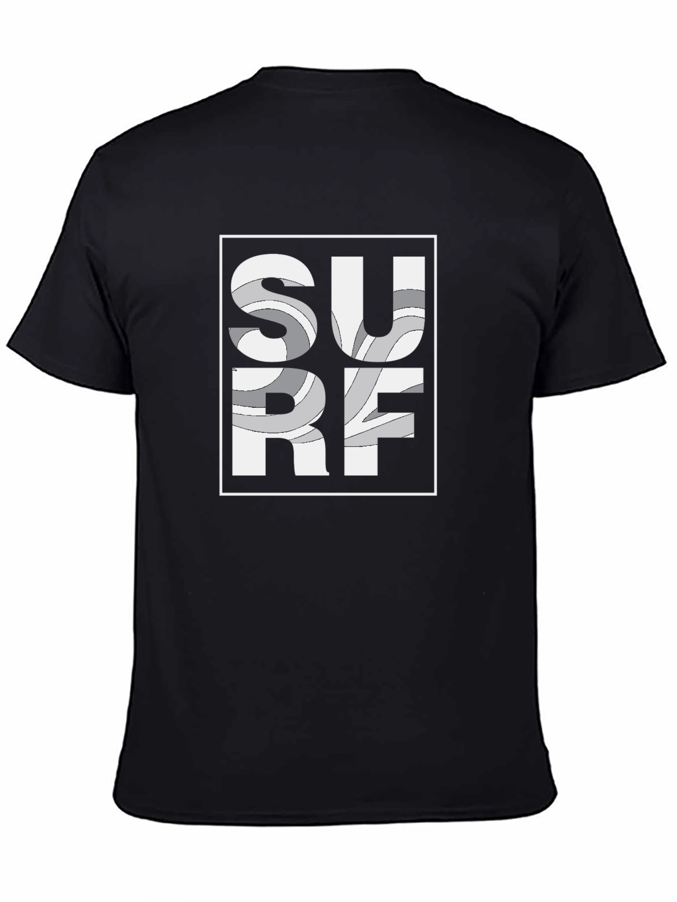 Surf Design Graphic Tee - Black Short Sleeve
