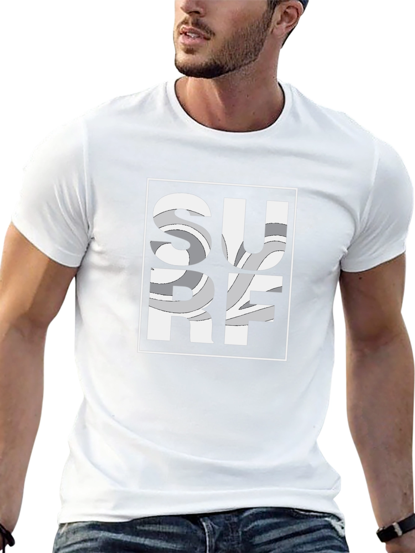Surf Design Graphic Tee - Black Short Sleeve