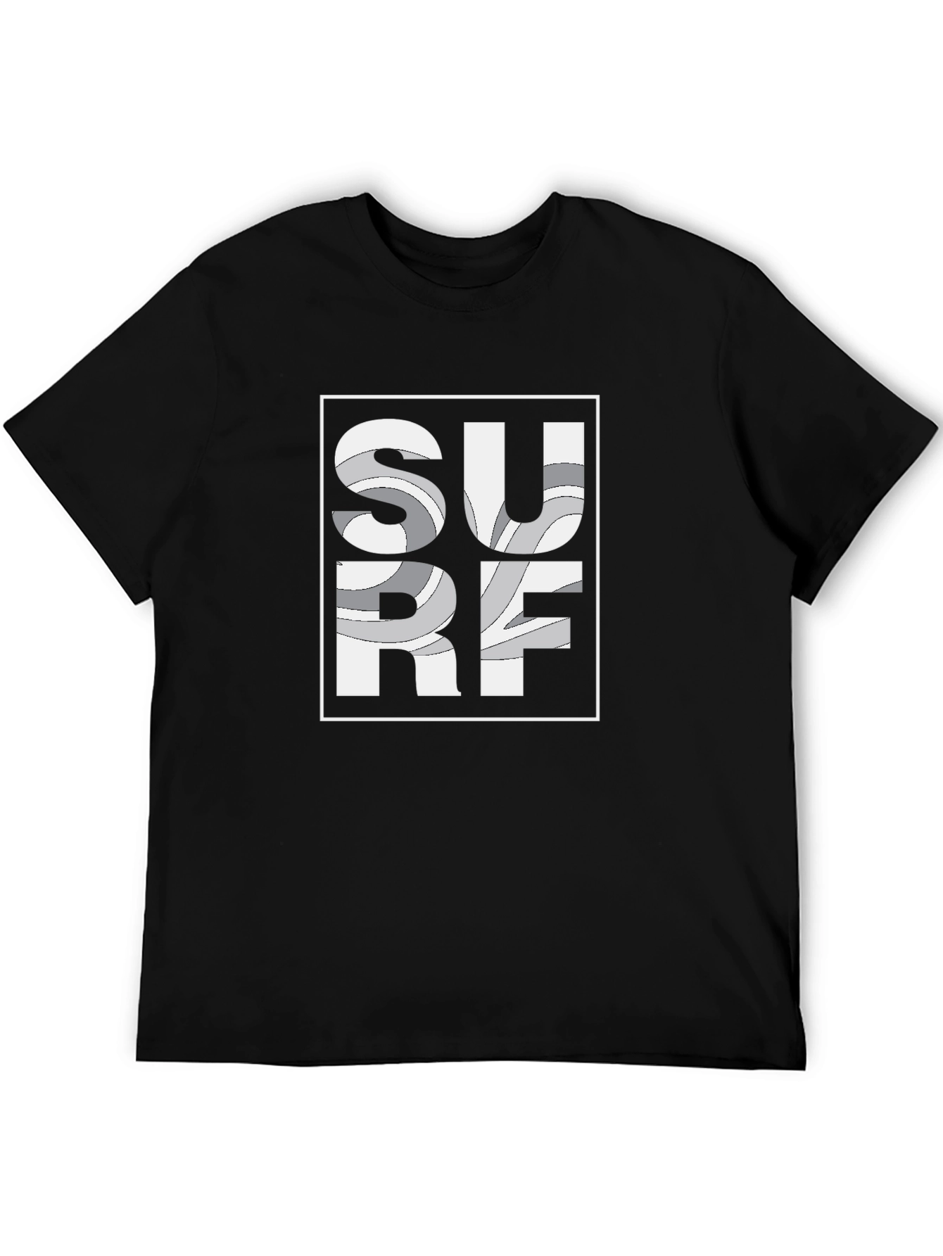 Surf Design Graphic Tee - Black Short Sleeve