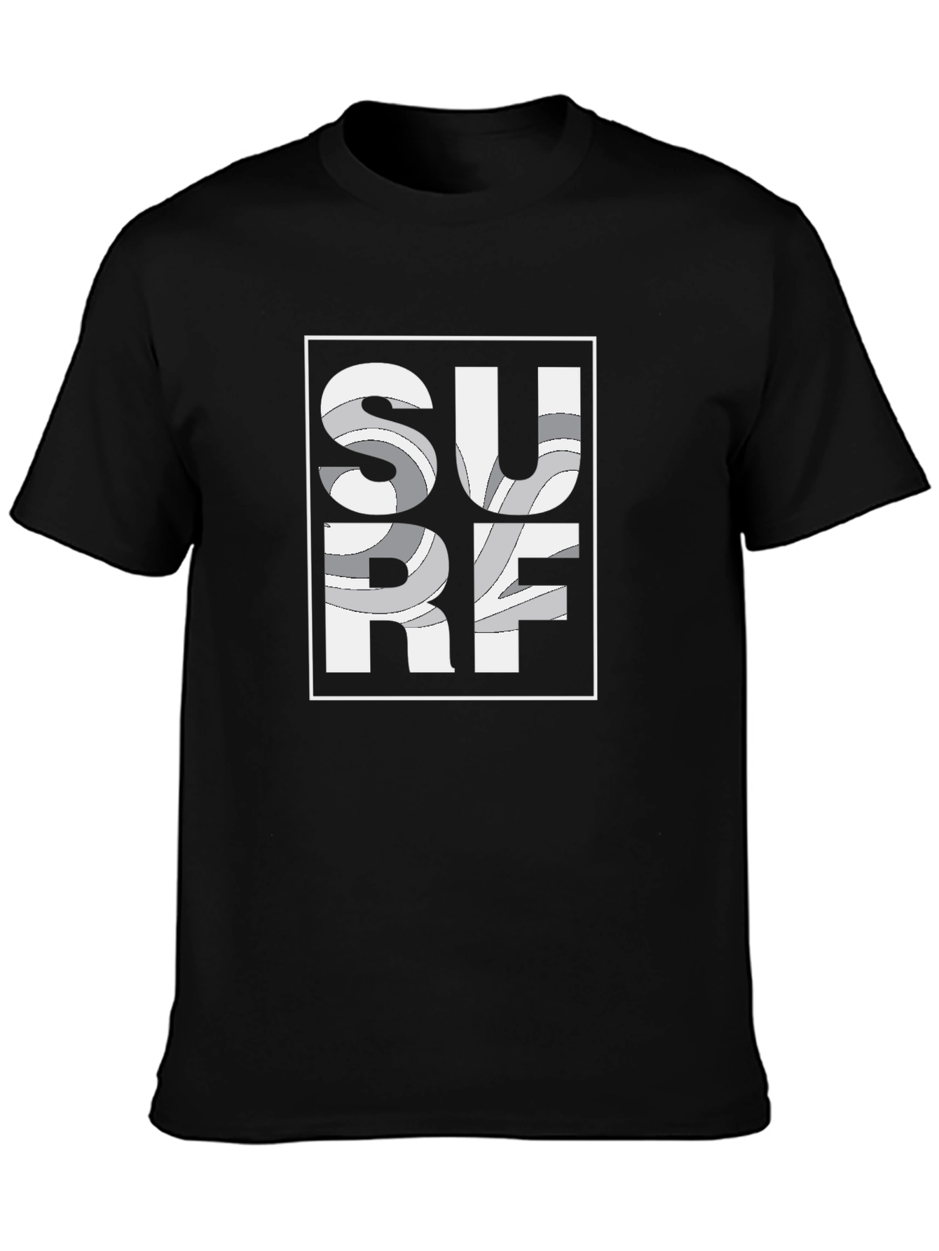 Surf Design Graphic Tee - Black Short Sleeve