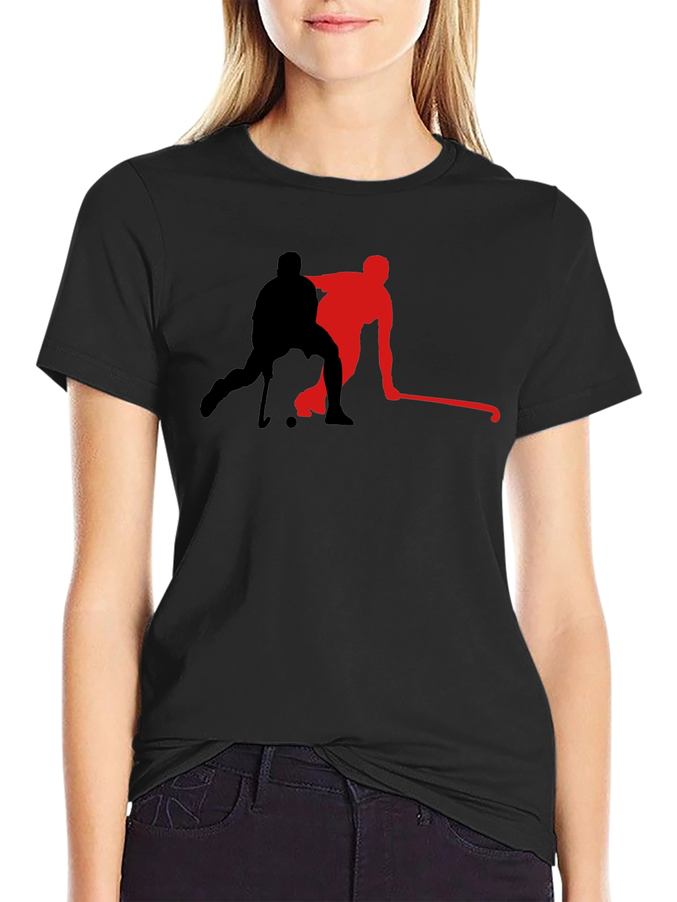 Hockey Player Graphic Tee - Black