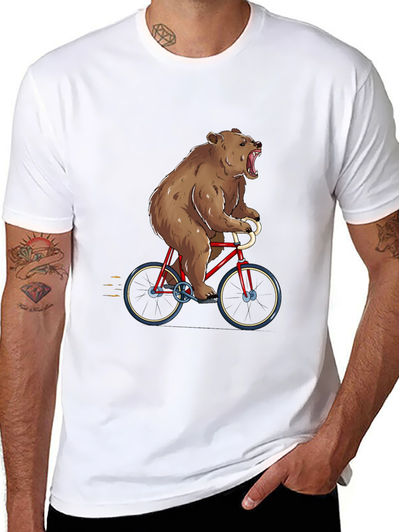 Bear on Bike Graphic Tee - Funny Animal T-Shirt
