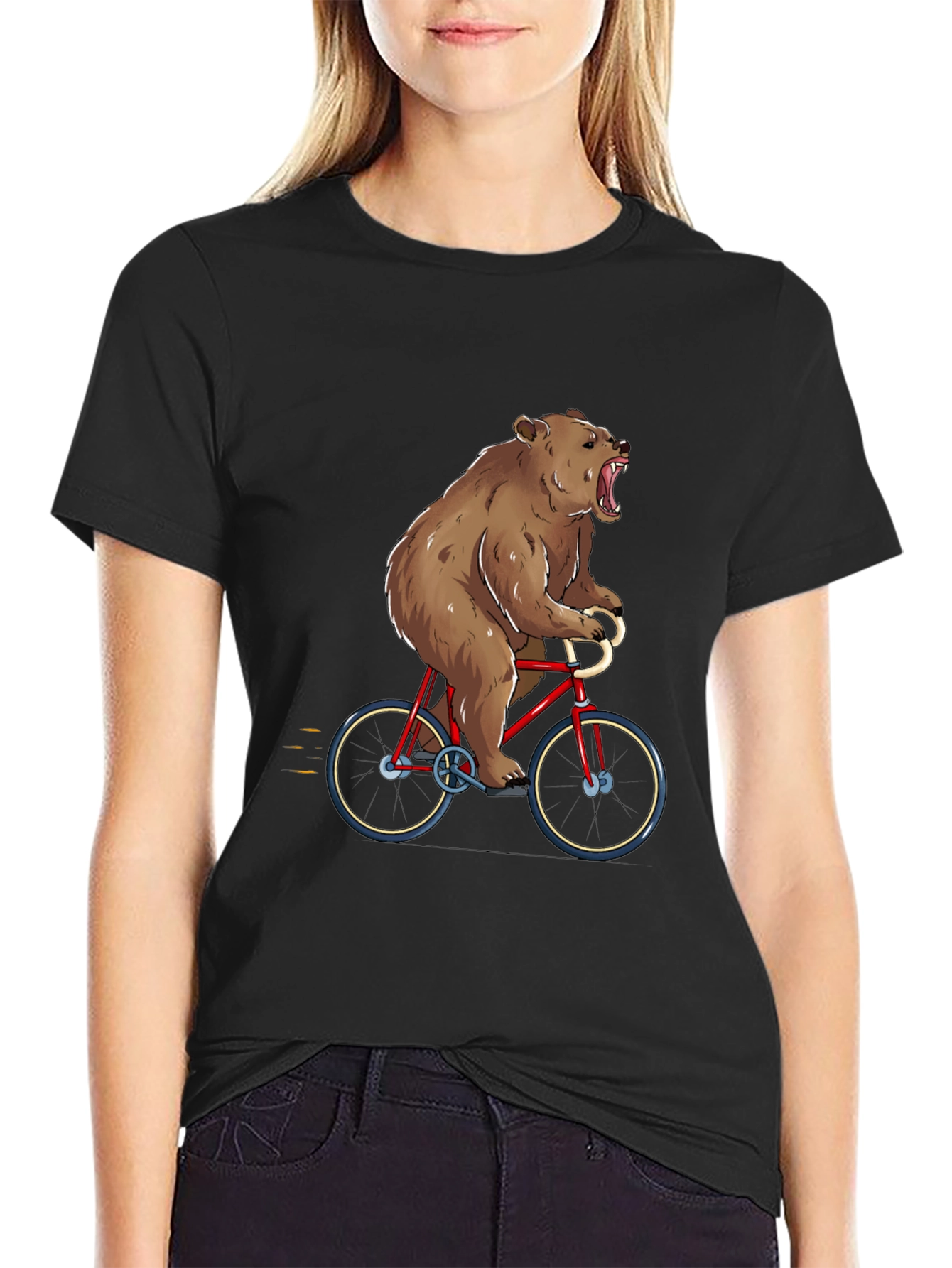 Bear on Bike Graphic Tee - Funny Animal T-Shirt