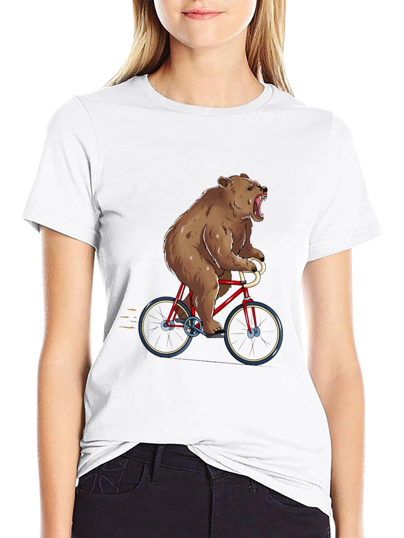 Bear on Bike Graphic Tee - Funny Animal T-Shirt