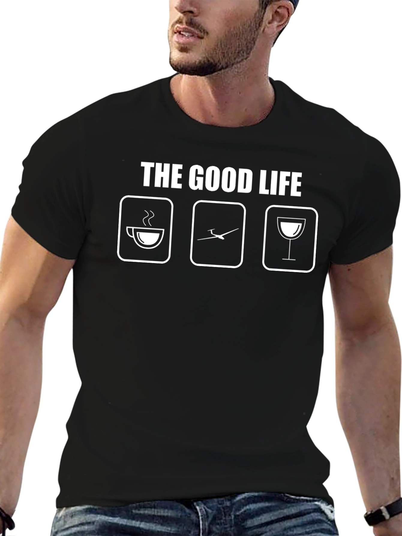 The Good Life Coffee Gliding Wine Graphic Tee