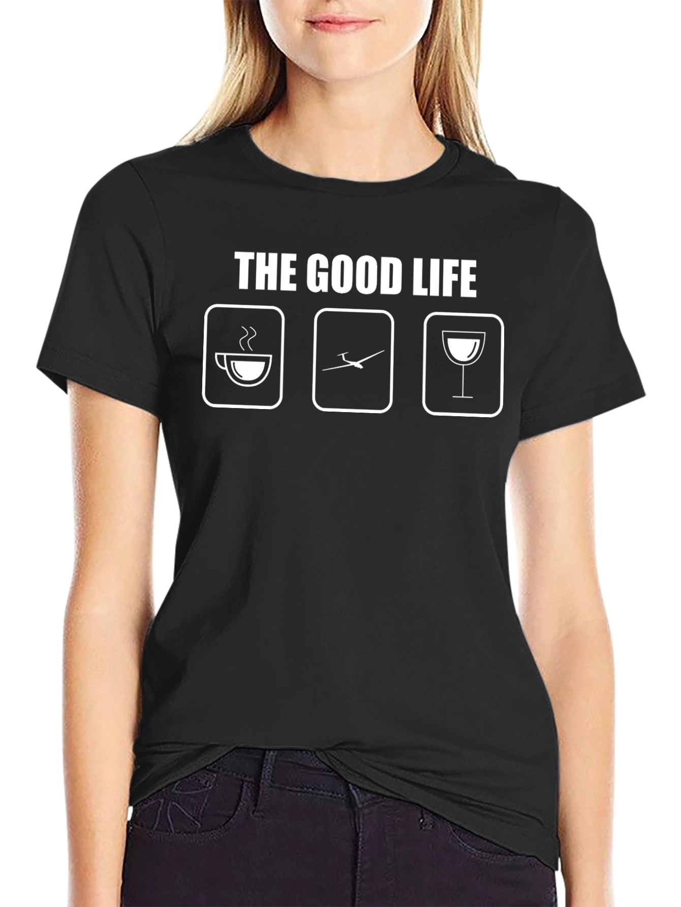 The Good Life Coffee Gliding Wine Graphic Tee