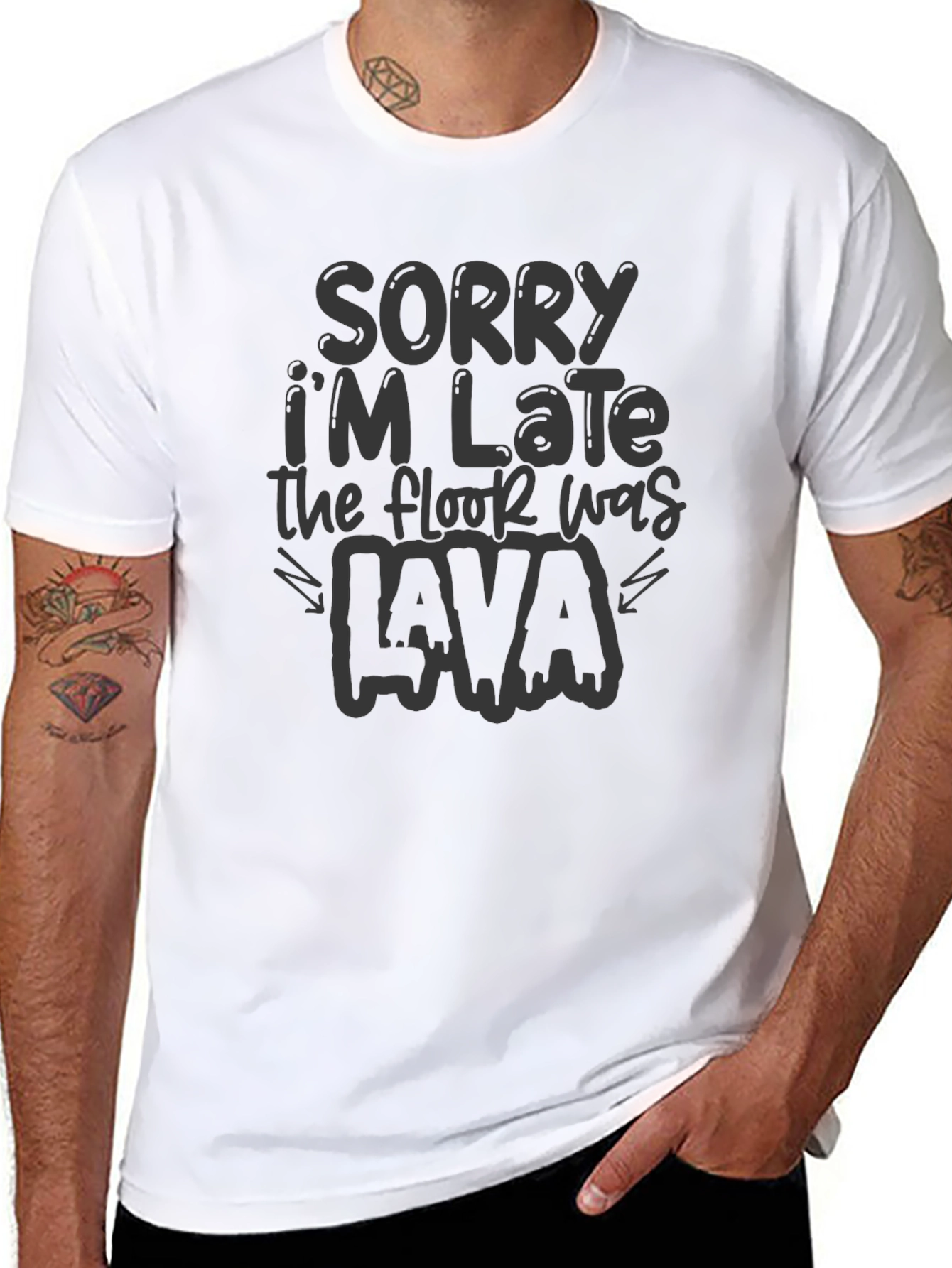 Sorry Im Late Lava Black Graphic Tee