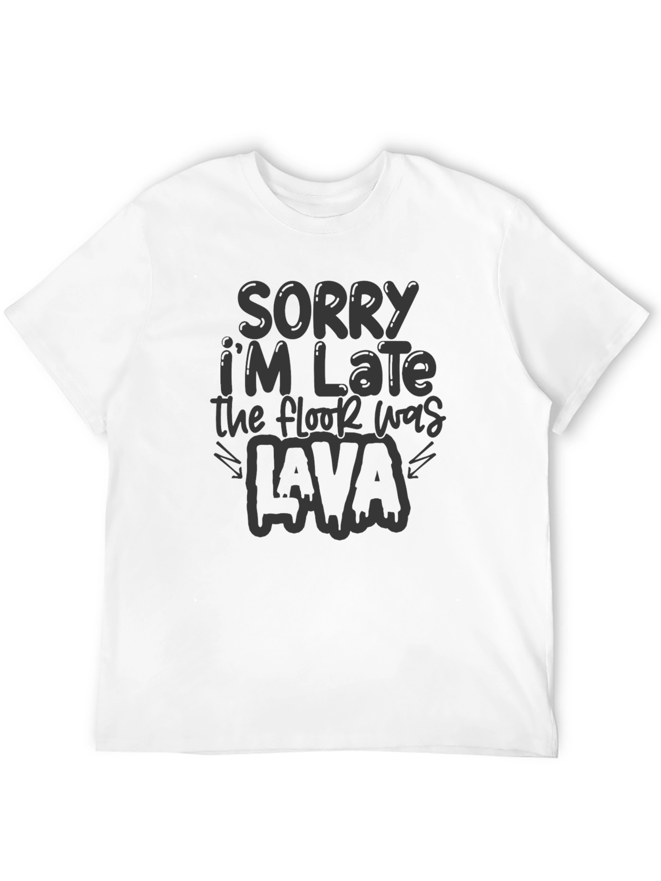 Sorry Im Late Lava Black Graphic Tee
