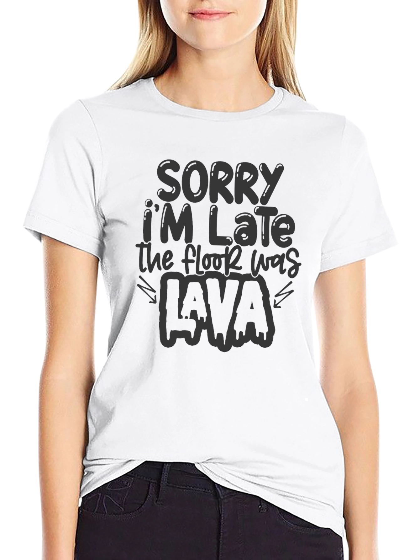 Sorry Im Late Lava Black Graphic Tee