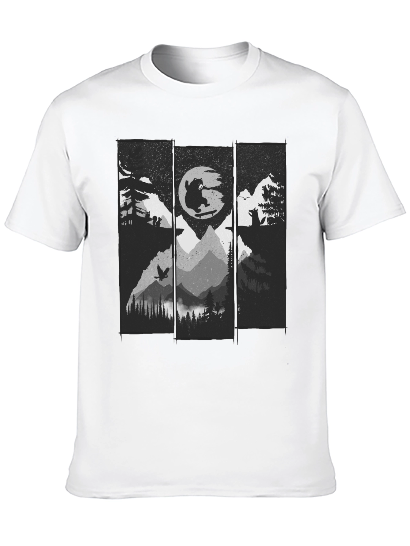 Nature Skateboard Bear Graphic Tee - Black