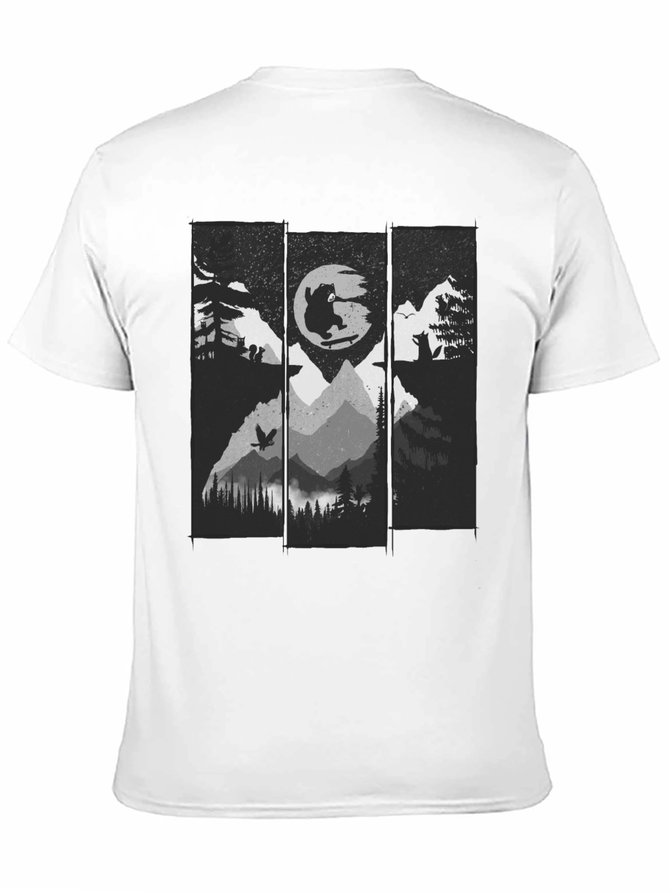 Nature Skateboard Bear Graphic Tee - Black