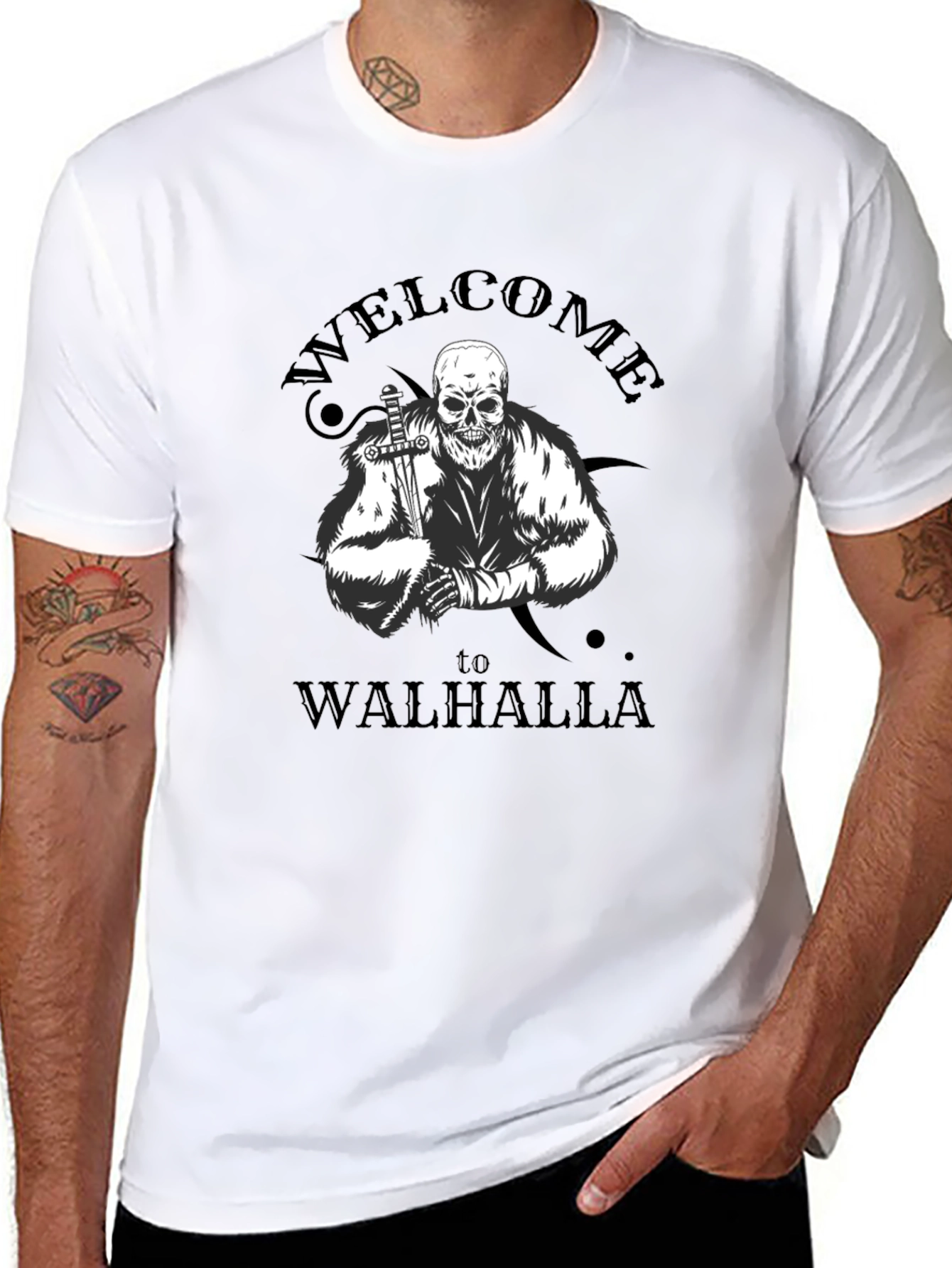 Welcome to Walhalla T-Shirt Skull Viking Style