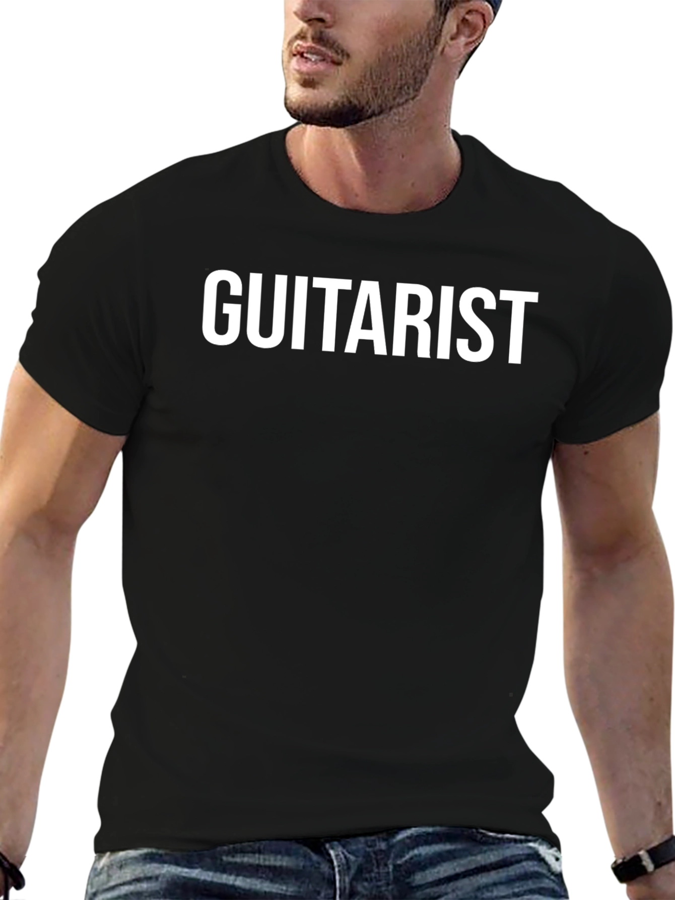 Guitarist Graphic Tee - Black Cotton T-Shirt