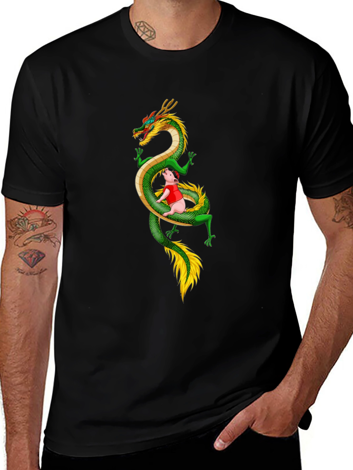 Dragon Pig T-Shirt - Whimsical Graphic Tee