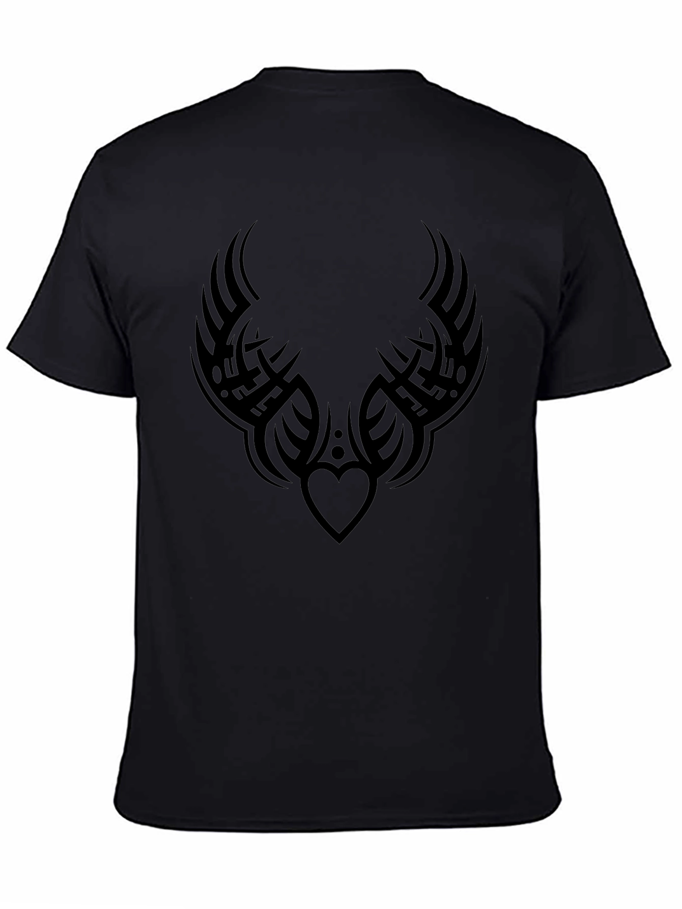 Tribal Heart Tattoo Graphic Black T-Shirt