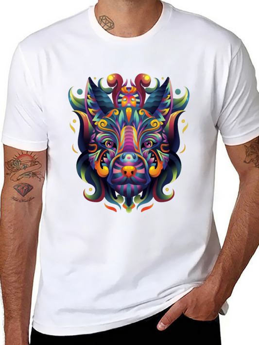 Psychedelic Animal Graphic Tee - Mens Black T-Shirt
