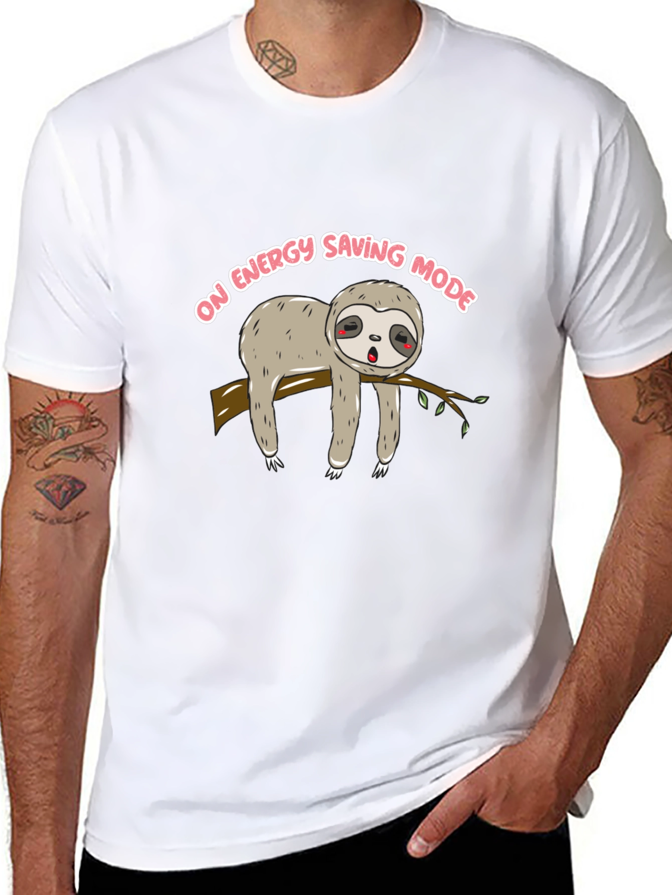 Sloth on Energy Saving Mode Black T-Shirt