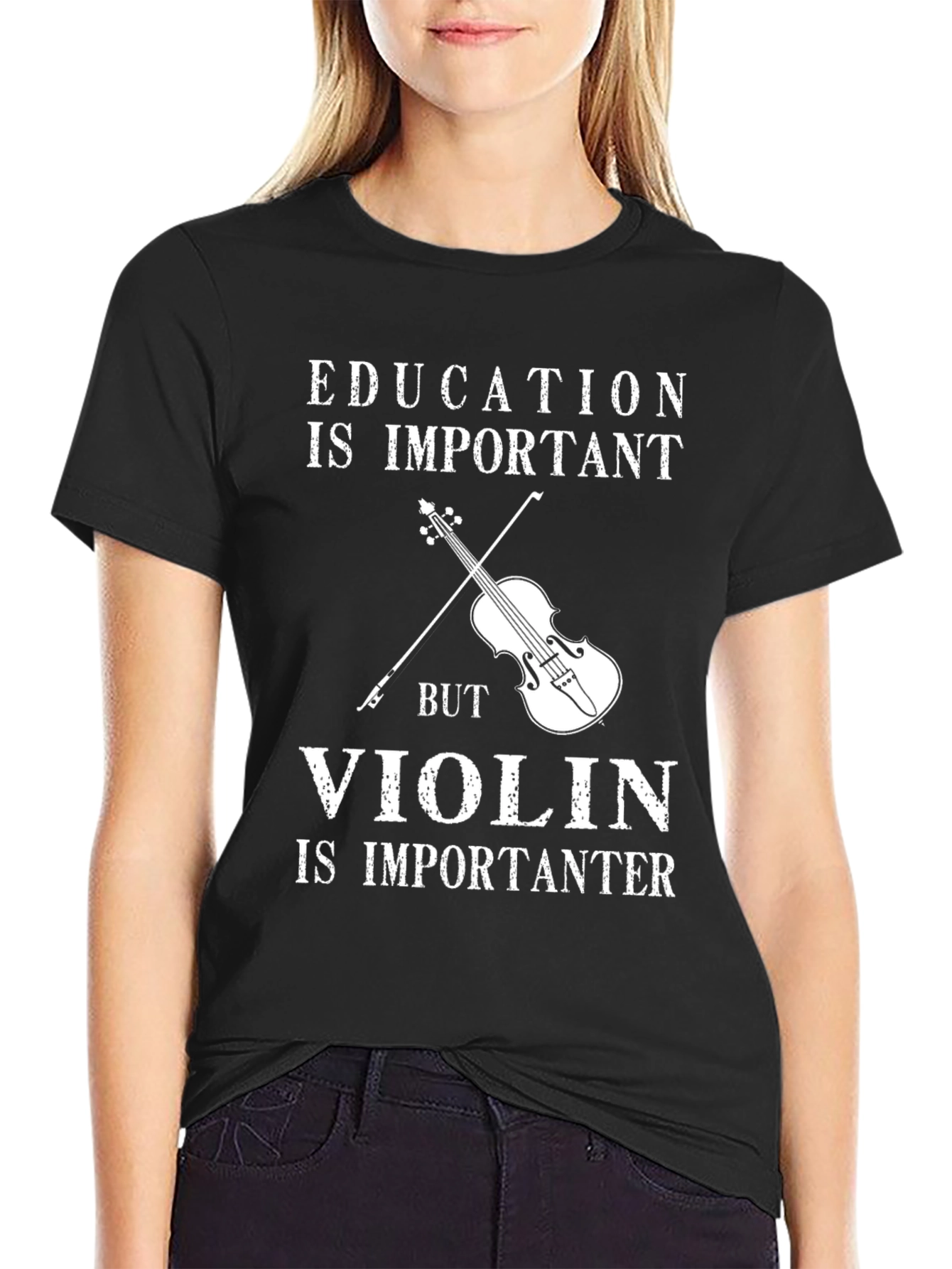 Education vs Violin Funny T-Shirt