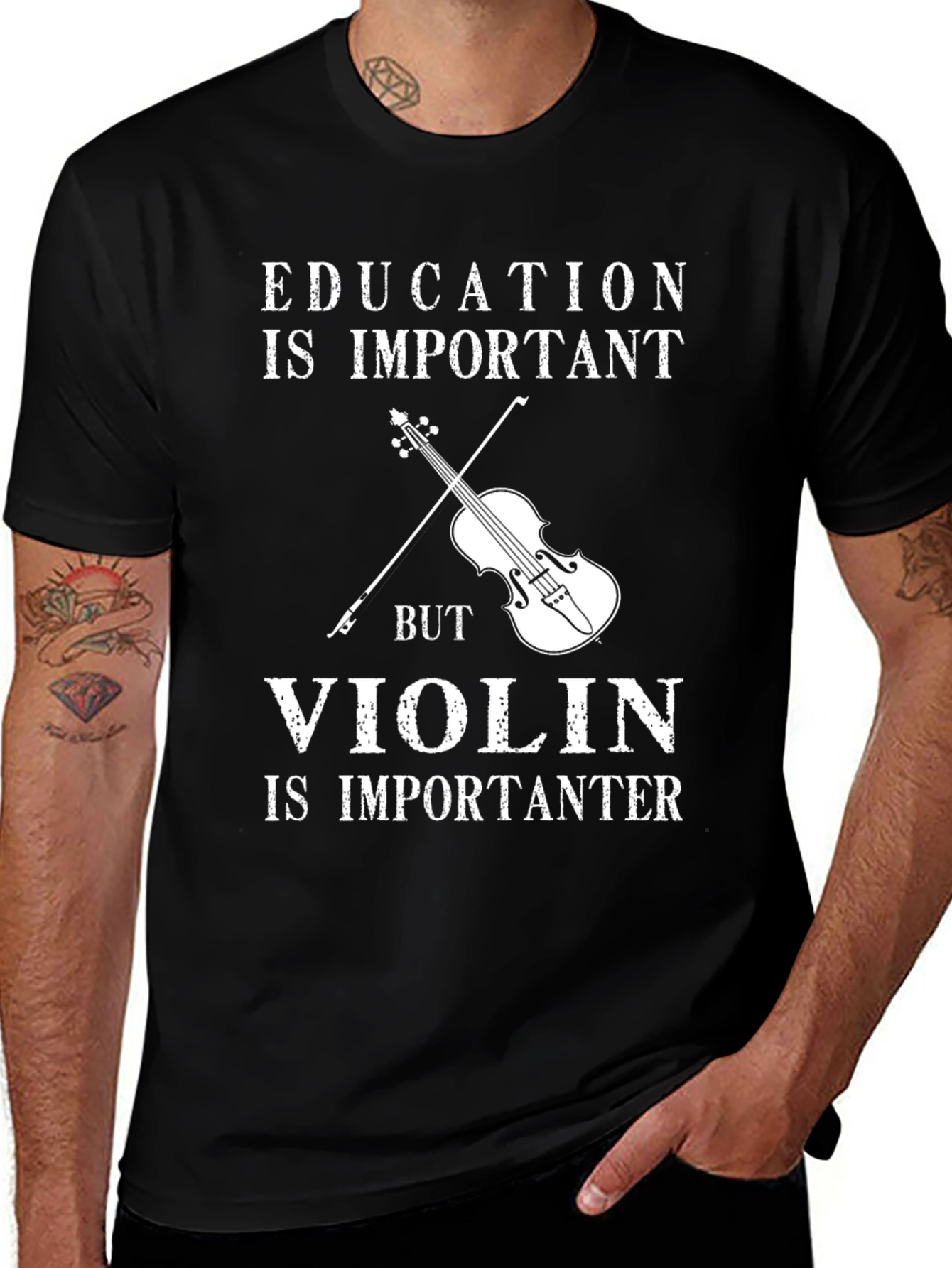 Education vs Violin Funny T-Shirt