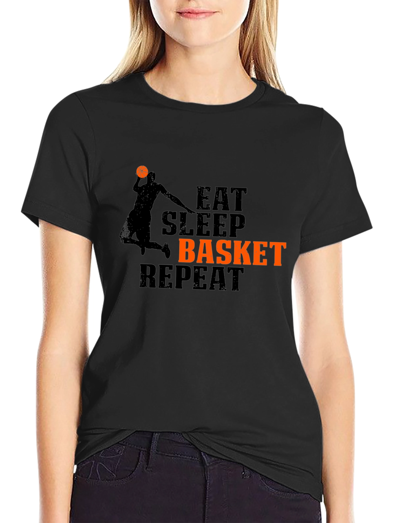 Eat Sleep Basket Repeat Graphic T-Shirt