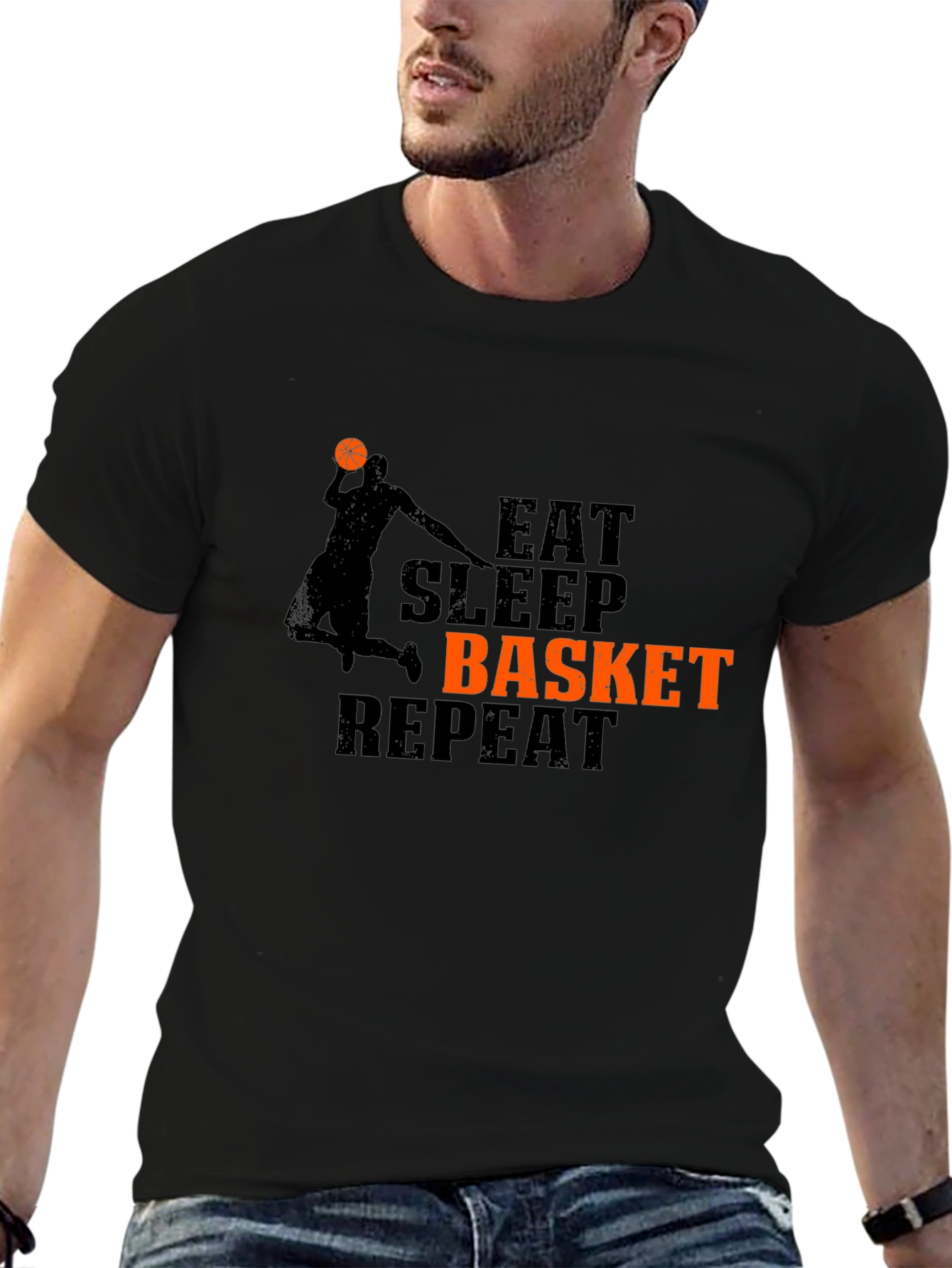 Eat Sleep Basket Repeat Graphic T-Shirt