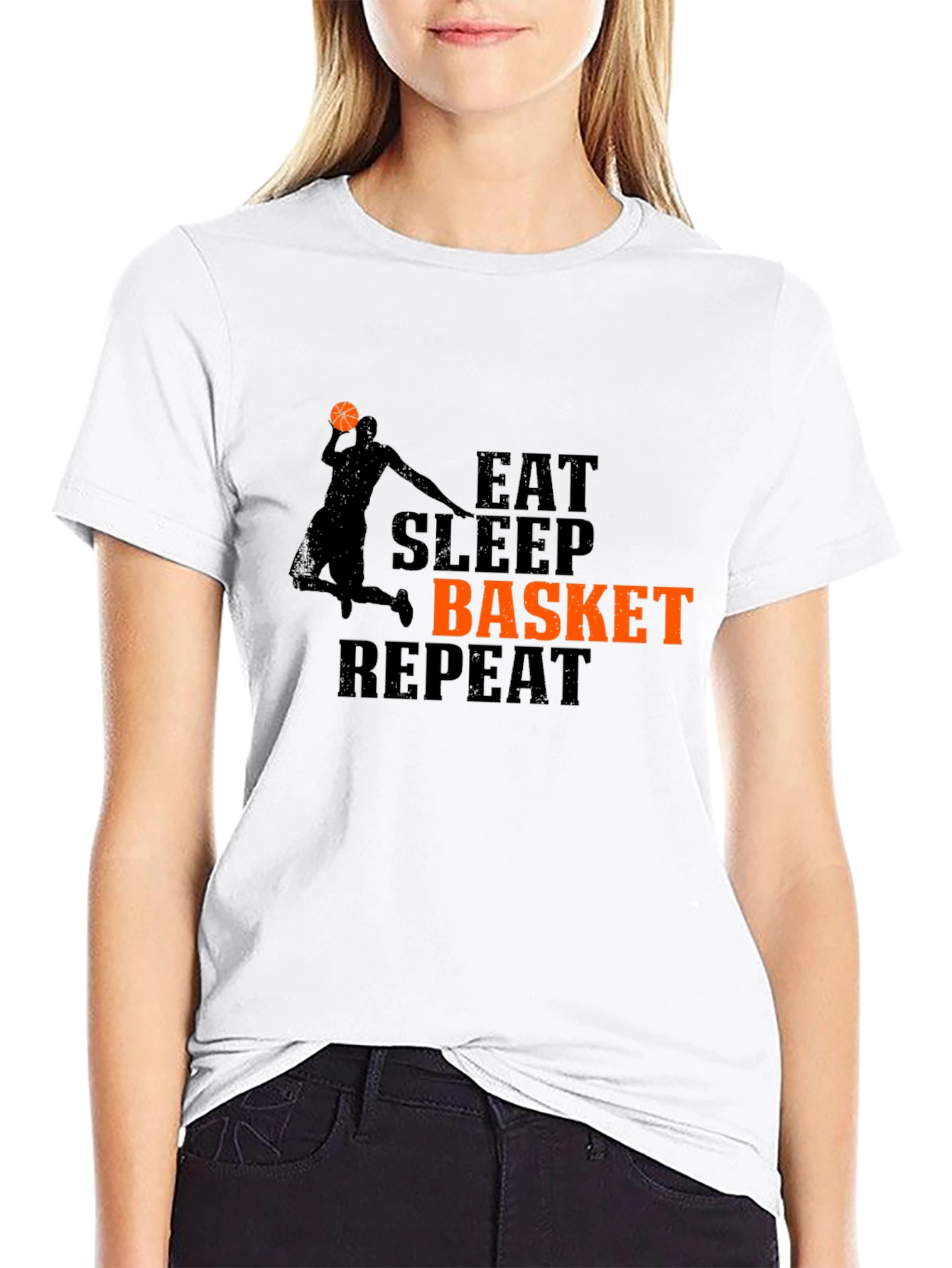 Eat Sleep Basket Repeat Graphic T-Shirt