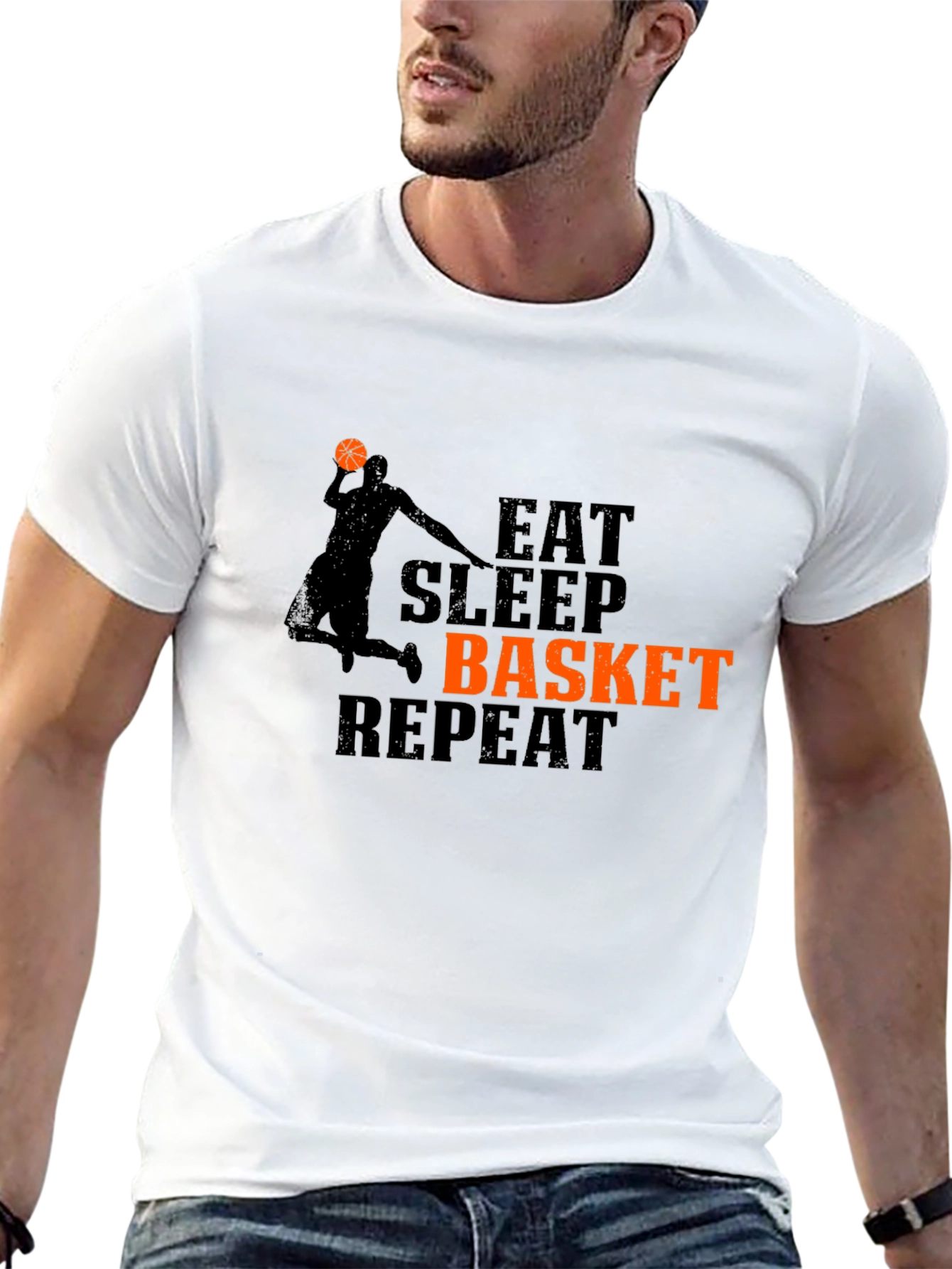 Eat Sleep Basket Repeat Graphic T-Shirt