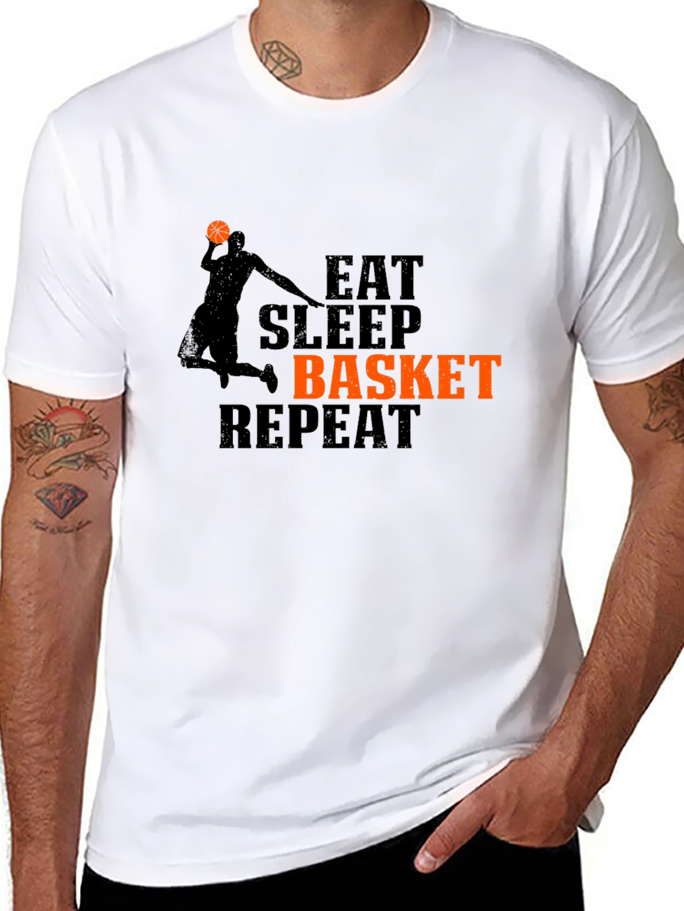 Eat Sleep Basket Repeat Graphic T-Shirt
